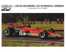 Decal – Lotus 72C - 1970 GP USA Winner / 1971 GP Monaco + Germany version